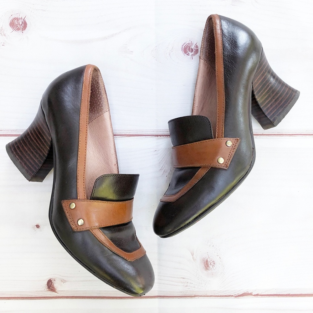 Miz Mooz | Two Toned Leather Loafer Pumps